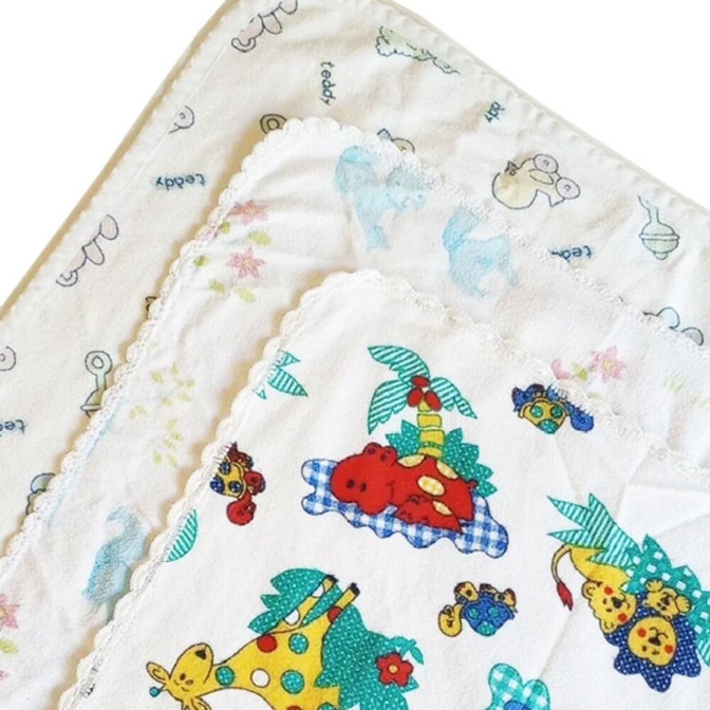 3 Cotton Crib Blankets Bambi Jungle Baby Toys